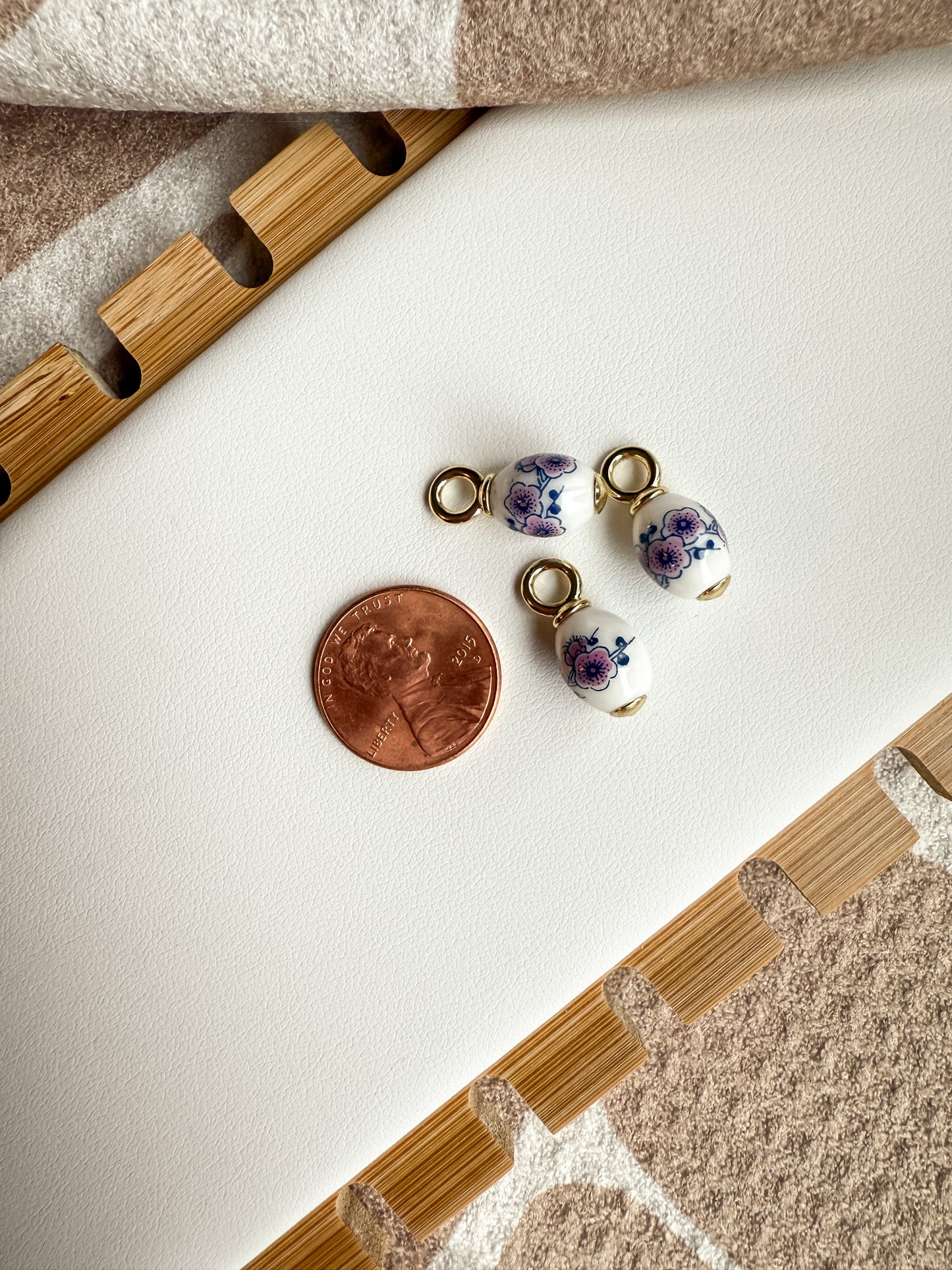 Ceramic Purple Flower Charm