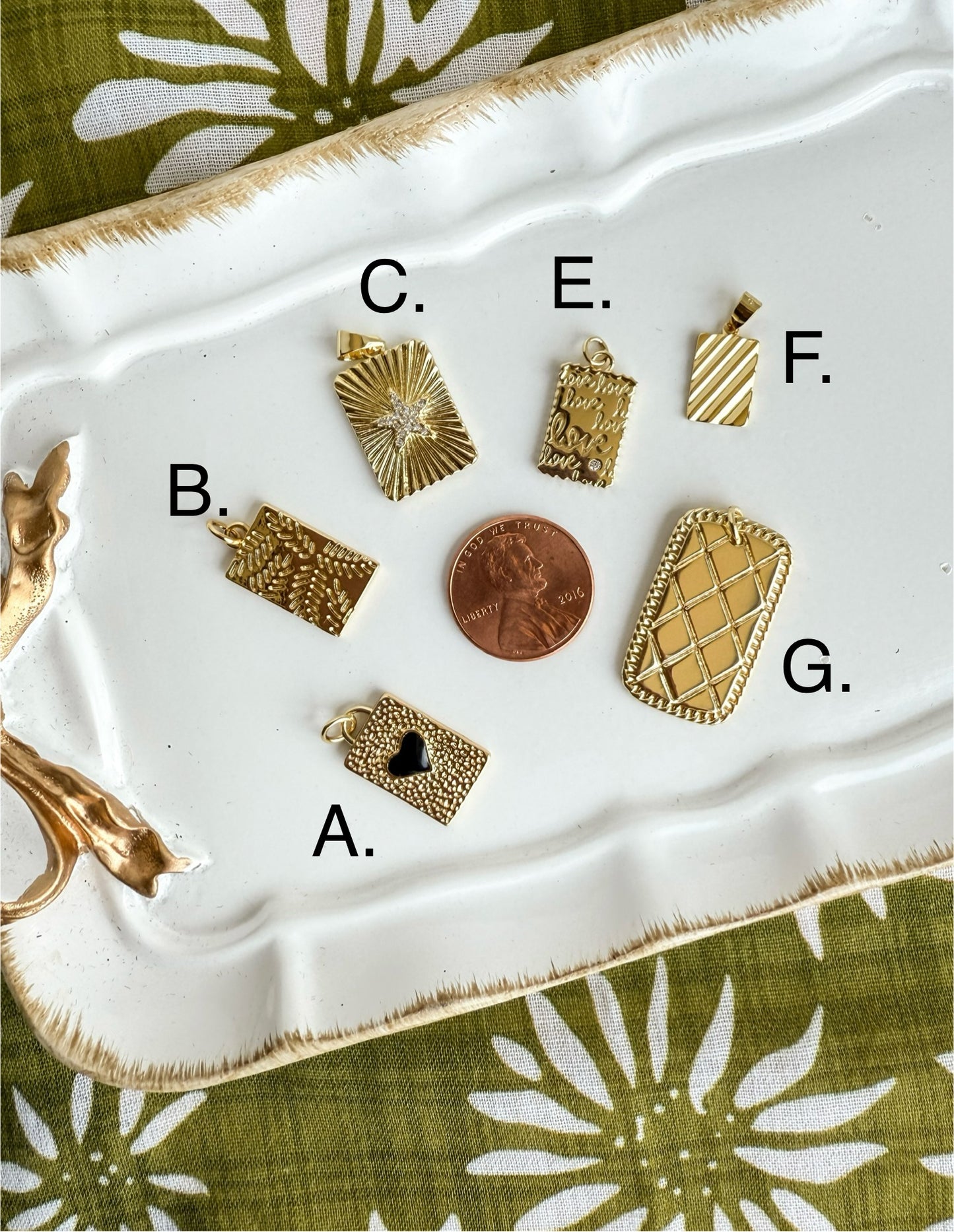 Gold Rectangle Charms