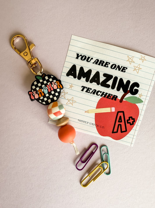 Checkered Teacher Keychain