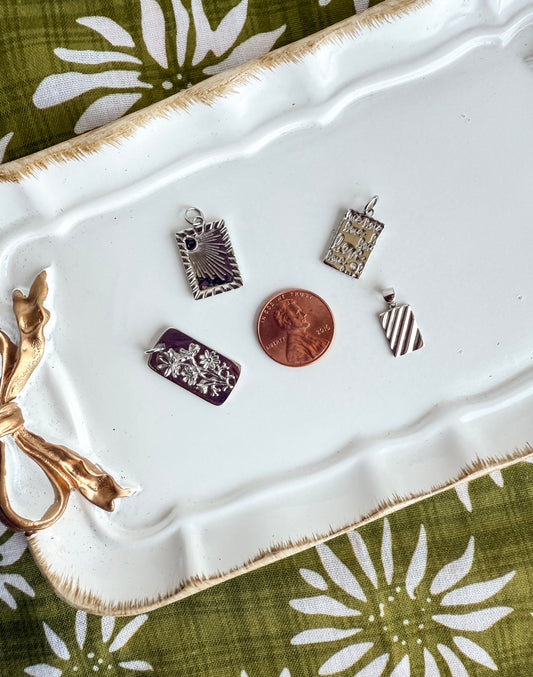 Silver Rectangle Charms