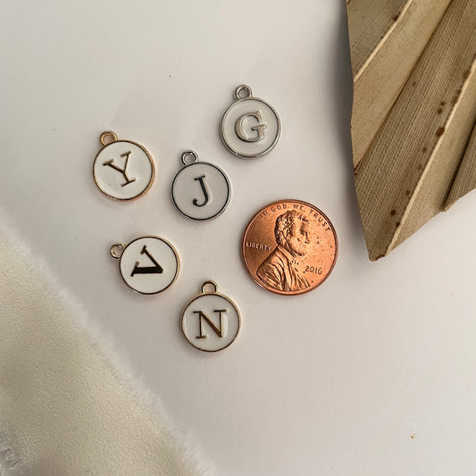 Round White Enamel Letter