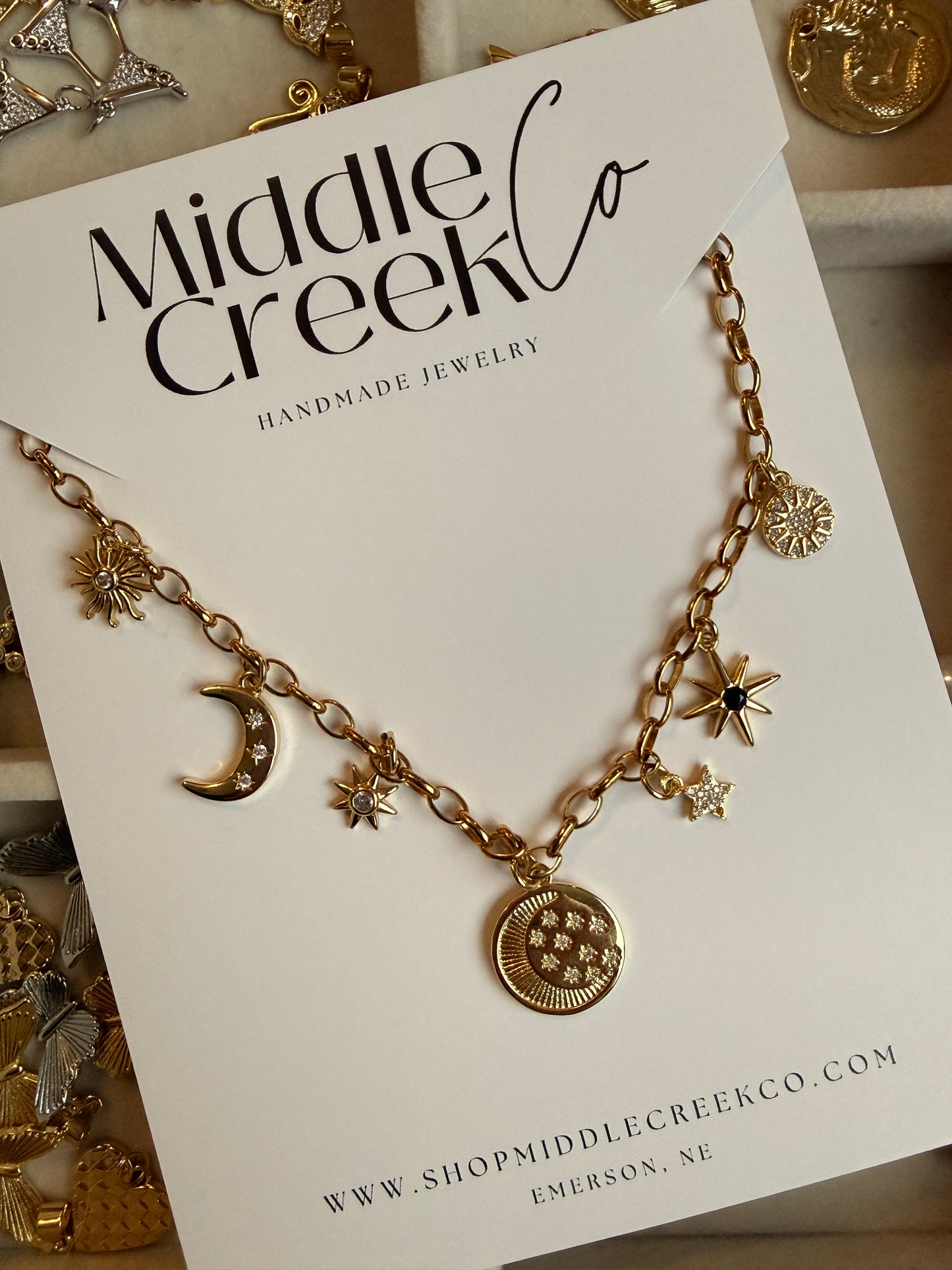Gold Celestial Charm Necklace