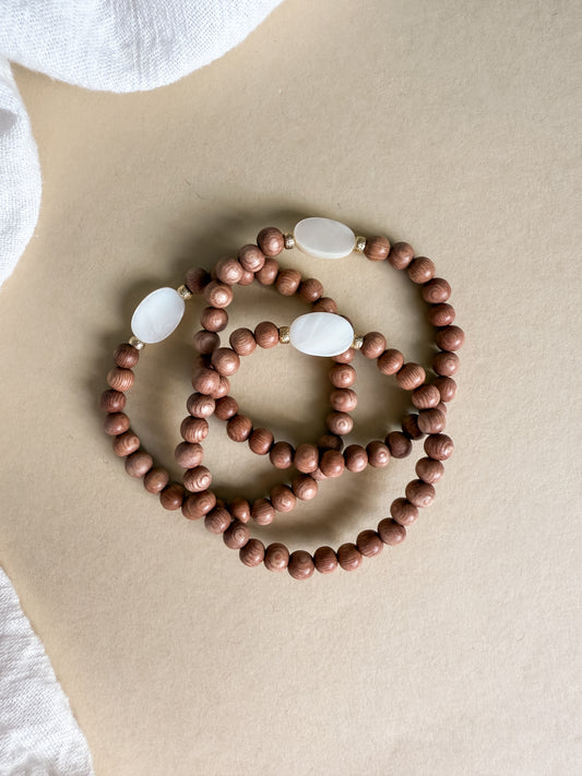 Ready To Ship Rosewood & Pearl Bracelet