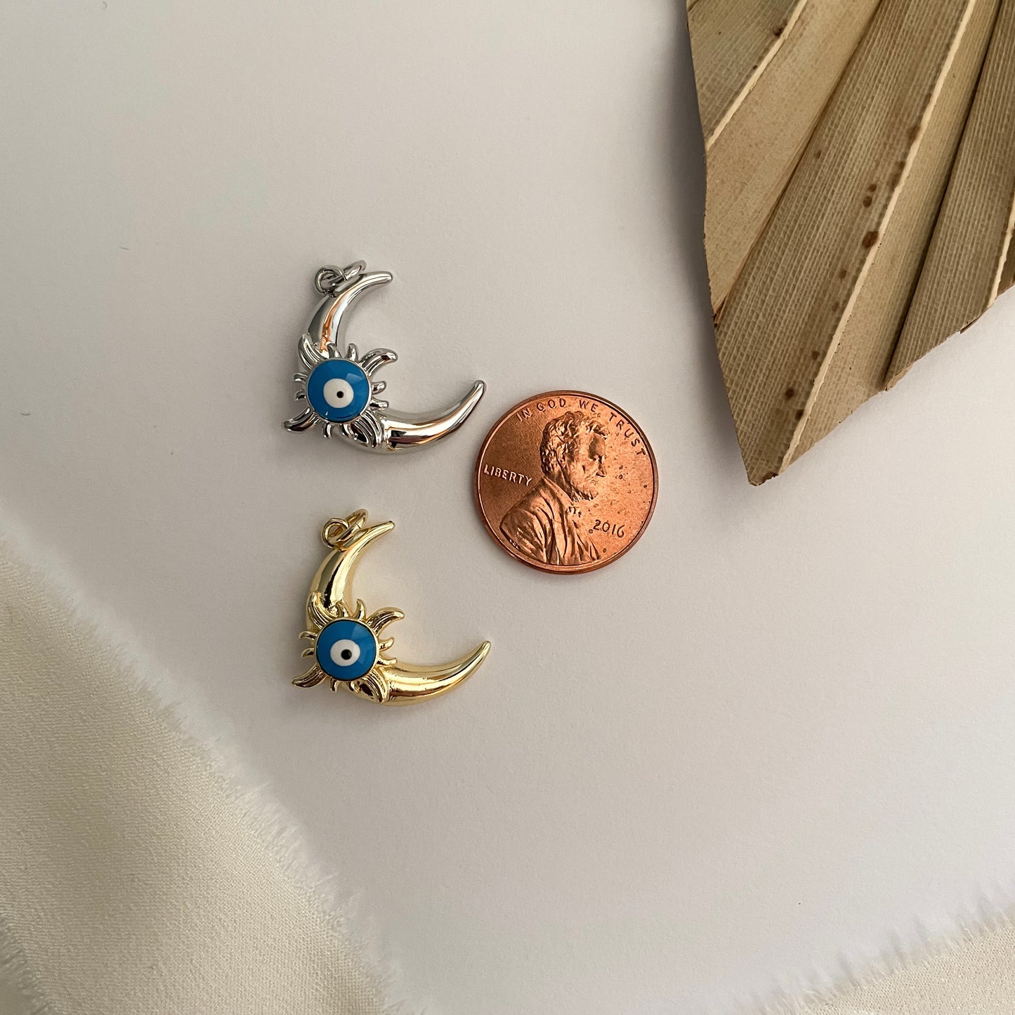 Large Evil Eye Moon Charm