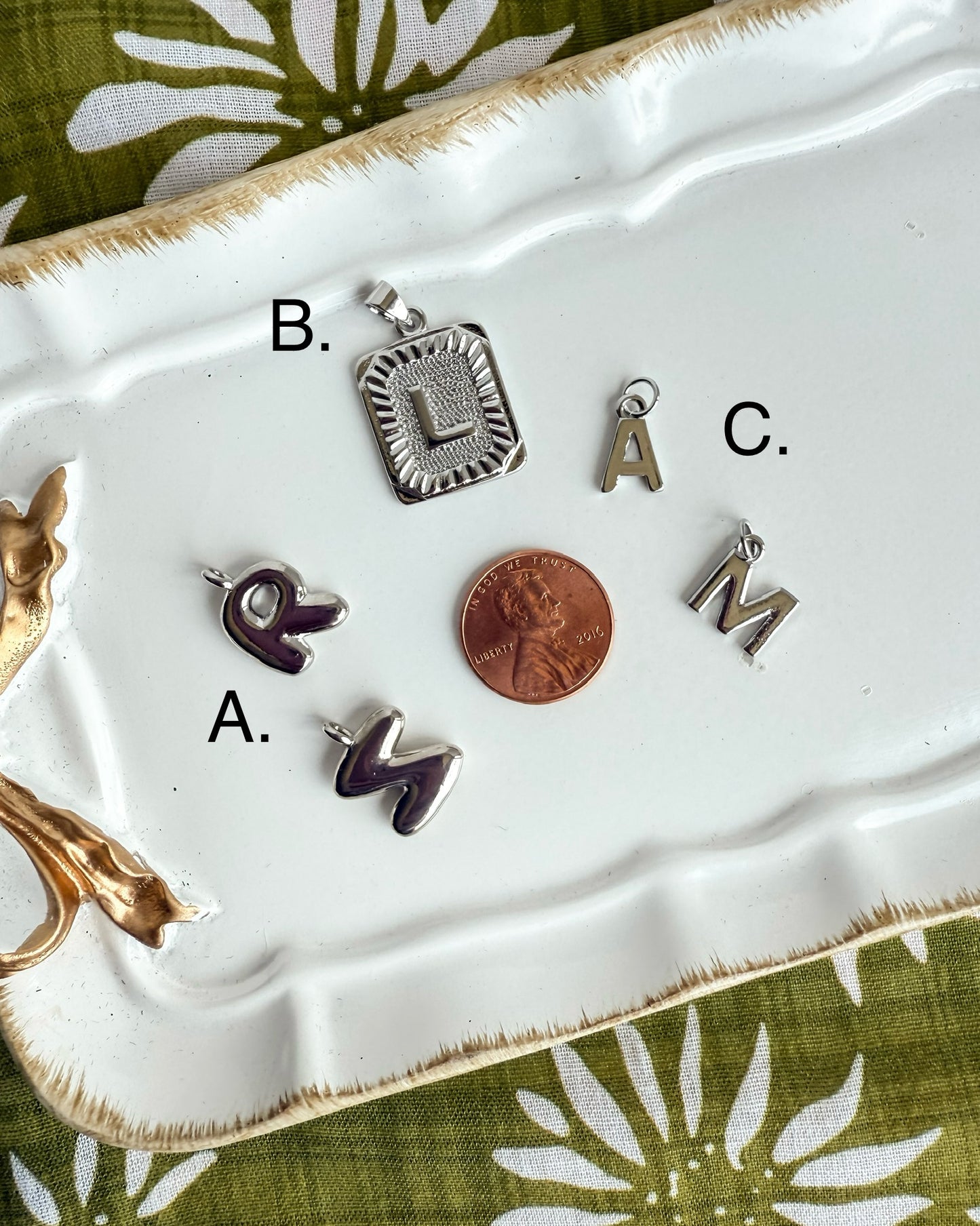 Silver Letter Charm